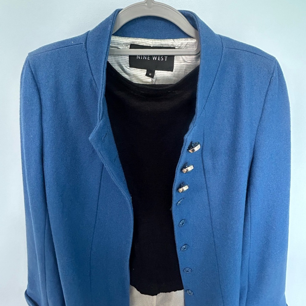 Nine West Women's Classic Blue Blazer + Long Sleeved Top